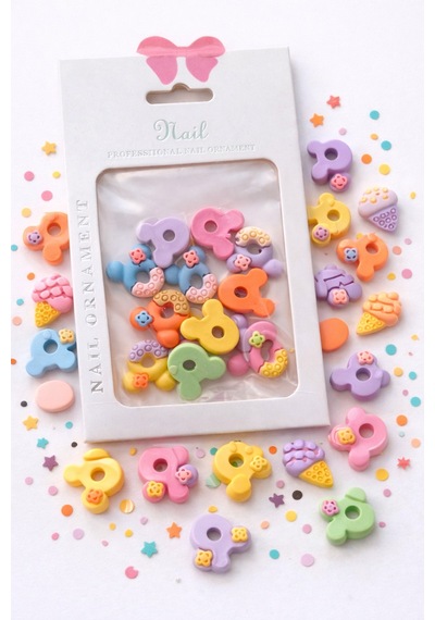 Kawaii Donut & Candy 3d Nail Charm Set Pastel Mix