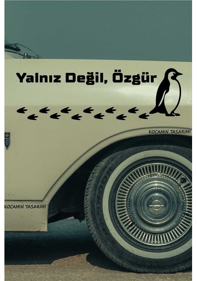 Nihilist Penguen Sticker Yalnız Değil Özgür Penguen Araba Stickerı Siyah Oto Kaput Yazı Sticker 40 Cm