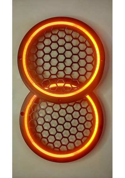 Hoparlör Kapağı 16 Cm Ledli 2'li Takım - Turuncu