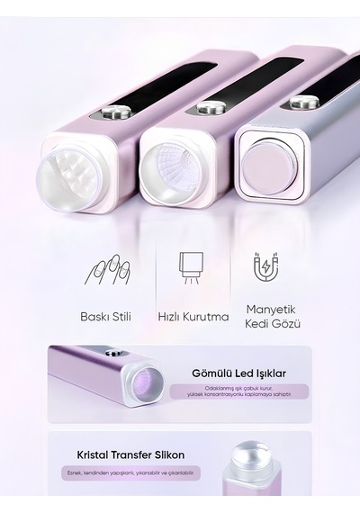 Yuvslkn - Uv Lamba İçin Slikon 2'li Tırnak Nail Stamper Kolay French Ve Baskı Süs Damgalama Aparatı, Temizlenebilir Yumuşak Ve Prüzsüz Yüzey