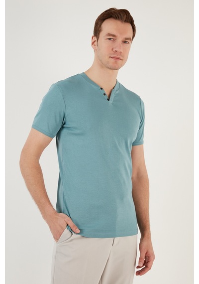 Buratti Pamuklu V Yaka Slim Fit Erkek T Shirt 5902122 Açık Mavi