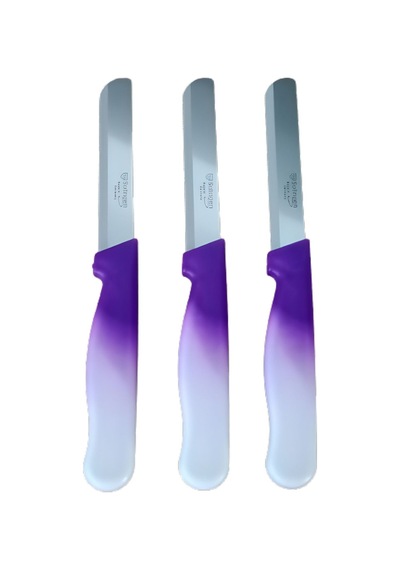 Solingen Sebze Bıçağı Lazerli Mor Beyaz Renkli Kulp 3 Lü Set 22 Cm