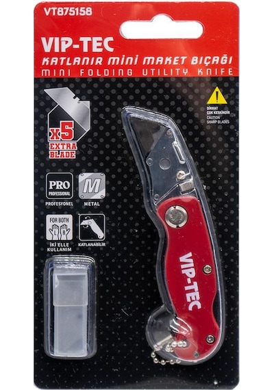 Viptec Vt875158 Katlanır Mini Maket Bıçağı 10mm 5 Adet Yedekli