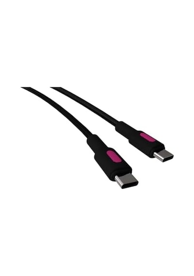 Type C-c Power Delivery Hızlı Şarj Kablosu, Siyah Kablo, Fuşya/siyah Uçlar 150 Cm