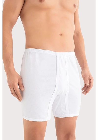 Terrien Premium Büyük Beden Erkek Paçalı Külot Boxer 2'li Paket Beyaz Yetişkin Penye Günlük