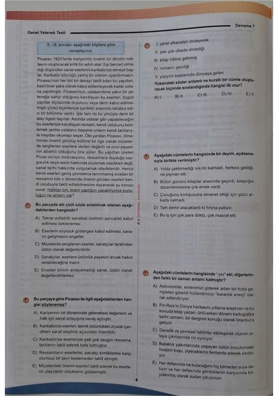 2026 KPSS ÖSYM Arşivi Çıkmış Soru Karma Genel Yetenek Genel Kültür D. Çözümlü Deneme 10/7.Kitapçık