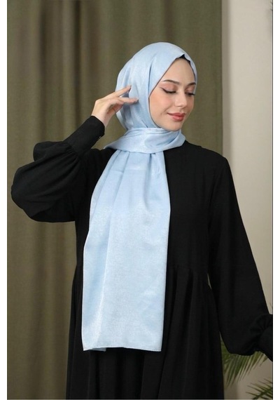 Flora Tekstil Abiye Parlak Bambu İpek Şal Bebek Mavisi
