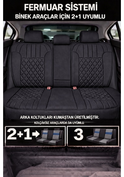 Fiat Egea Cross 2020 Ve Sonrası Uyumlu Zerafet Serisi Siyah 5'li Ortopedik Koltuk Minderi