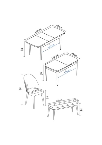 Milas Beyaz 80x132 Mdf Açılabilir Yemek Masası Takımı 4 Sandalye, 1 Bench Kahverengi Milas Beyaz 80x132 Mdf Açılabilir Yemek Masası Takımı 4 Sandalye, 1 Bench Kahverengi