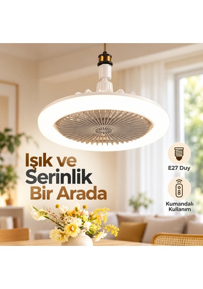 Kumandalı E27 Led Avize Ve Tavan Vantilatörü