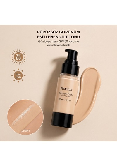 Bb Cream Spf50 Yüksek Kapatıcı, Nemlendirici, Ton Eşitleyici, Aydınlatıcı Light