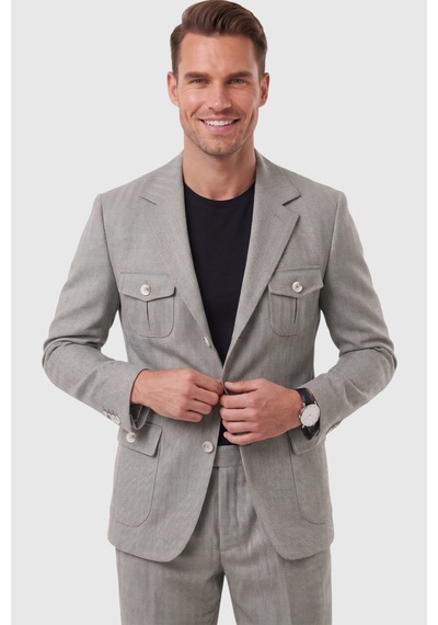 Rizzup Erkek Haki Safari Ceketli Slim Fit 2'li Takım Elbise Pileli Duble Paça Pantolon 2600723 Rizzup Erkek Haki Safari Ceketli Slim Fit 2'li Takım Elbise Pileli Duble Paça Pantolon 2600723