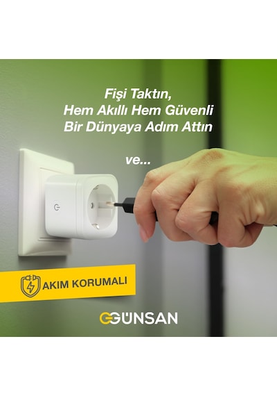 Lexroo Wi-fi Kontrollü Akım Korumalı Akıllı Priz 16a Tuya & Smart Life Destekli Standart