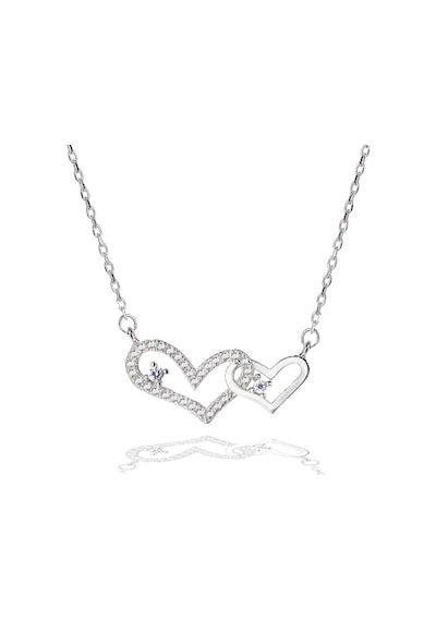 Brezza Lusso Jewelry  Diamond Serisi Minik Kalbim Tektaş Işıltılı Gümüş Kadın Kolye 45 CM 45 CM