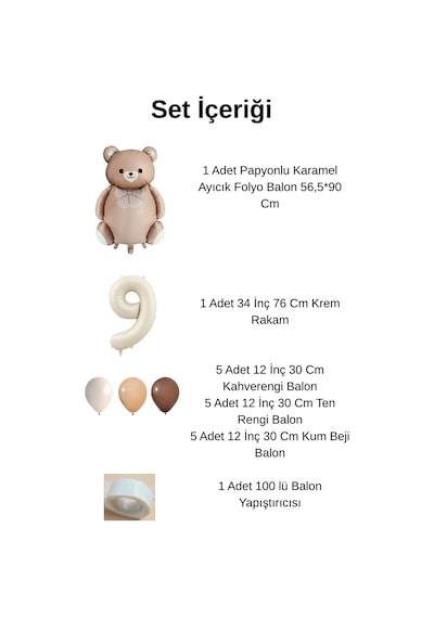 4 Yaş Retro Folyo Karamel Ayıcık Kahverengi Ten Kum Beji Balon Krem Rakam Doğum Günü Süsleme Kahverengi