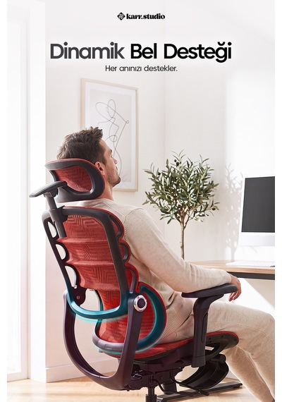 Rosso Ergonomik Çalışma Koltuğu - Kırmızı