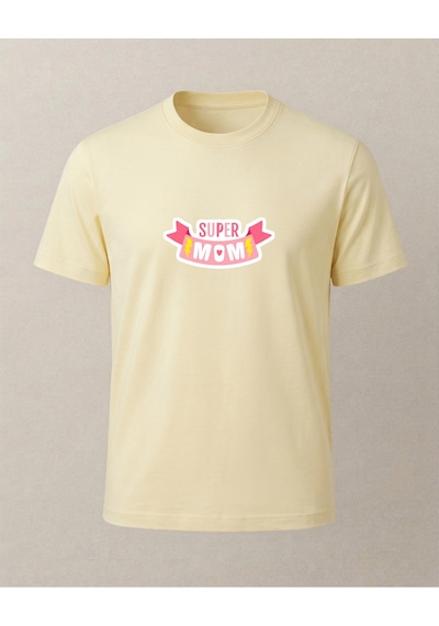 Super Mom Baskılı T-shirt Sarı