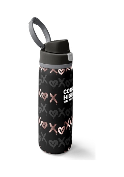 Coral High Siyah Pudra Desenli Pipetli Ve Direkt İçim Çelik Termos 800 Ml 38595 Siyah - Füme