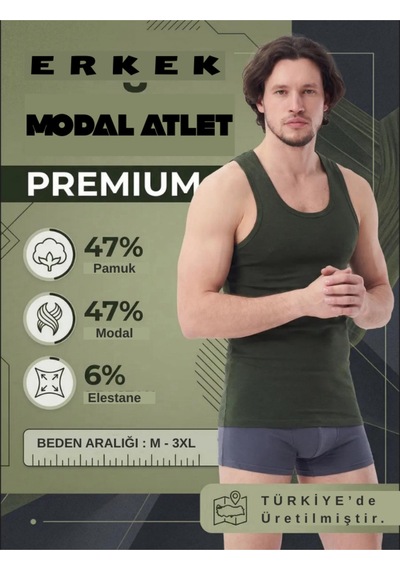 Mercan 6'lı Haki Modal Atlet - Yeşilin En İyi Tonu, Esneklik Ve Rahat Hareket