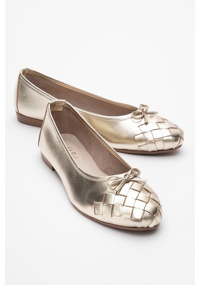 Luvishoes Luvi Shoes 03 Altın Cilt Hakiki Deri Kadın Babet Ayakkabı Altın