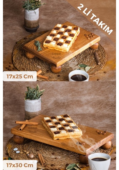 Justwood 2'li Risus Top Ayaklı 17x25 ve 17x30 CM Ahşap Dikdörtgen