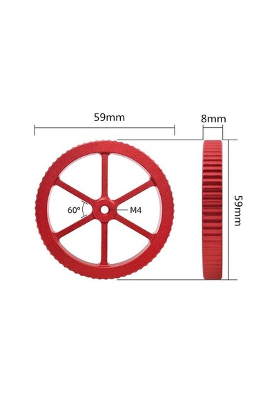 Koodmax 3d Yazıcı Printer M4 Dişli Metal Büyük El Büküm Tesviye Somun Kırmızı - 2 Adet