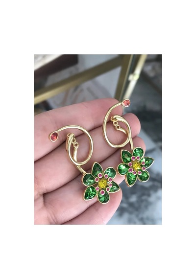 Renkli Tasarım Çiçek Model Küpe Çok Renkli