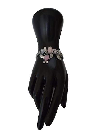 Uzel Çelik Bileklik Gümüş Silver Model Pembe, Balık Char...