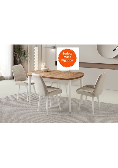 Ortadan Açılır Ahşap Yemek Masası Gizli Kaşıklık Bölmeli 80cm X 140cm Diş Budak-beyaz Meşe Ortadan Açılır Ahşap Yemek Masası Gizli Kaşıklık Bölmeli 80cm X 140cm Diş Budak-beyaz Meşe