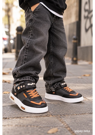 Mini Bonito Unisex Çocuk Sneaker Işıklı Tabanlı Günlük Spor Ayakkabı 26-30 Numara Arası Işıklı Füme