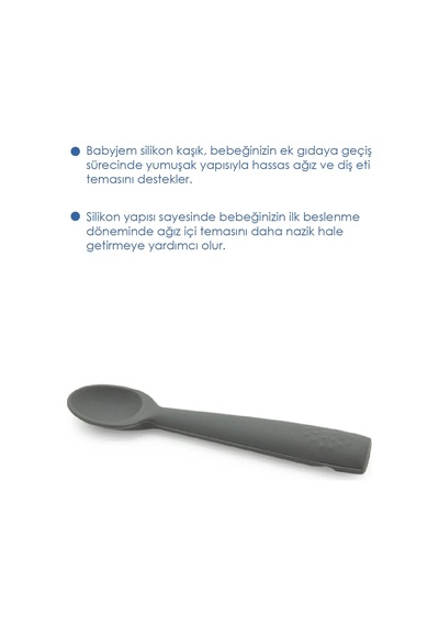 Babyjem Yumuşak Uçlu Silikon Kaşık Gri