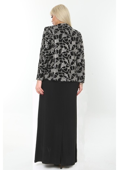 Ladies First Büyük Beden 3785 Siyah Ceket+elbise Takım 001