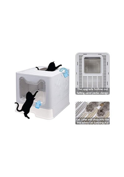 Optimal & Prime  XL Çekmeceli Katlanabilir Kedi Tuvaleti Kabı Koku Filtresi