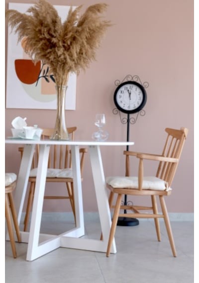 103 CM BEYAZ Yuvarlak Yemek Masası, Modern Mat BEYAZ MDF  Yemek M