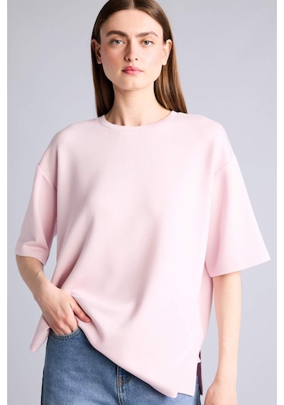 Defacto Oversıze Bisiklet Yaka Basic Modal Kısa Kollu Açık Pembe Tişört G8536ax26sppn38 Pembe-pn38