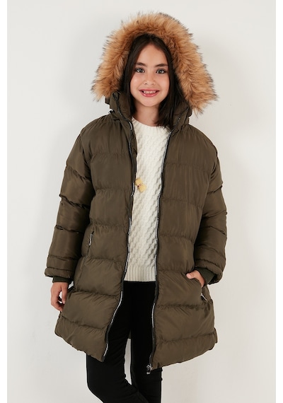 Lela Içi Peluş Astarlı Çıkarılabilir Kapüşonlu Suya Dayanıklı Kız Çocuk Mont 5761910 Haki