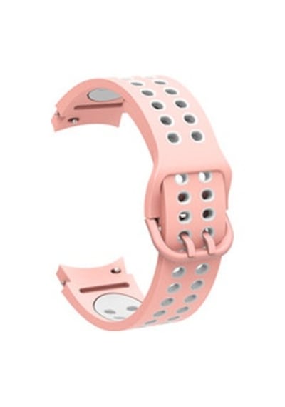 Samsung Galaxy Uyumlu  Watch 4 Classic 42mm Krd-02 Silikon Kordon - Pembe-beyaz