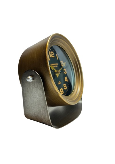 Klc Yuvarlak Metal Masa Saati Bronz