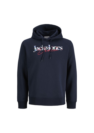 Jack & Jones Erkek Gögüs Baskili Kapüsonlu Sweatshirt - Tom - 12298419 Lacivert