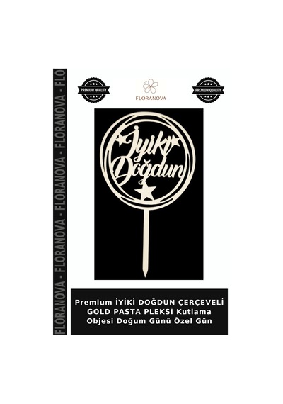 Premium İyiki Doğdun Çerçeveli Gold Pasta Pleksi Kutlama Objesi Doğum Günü Özel Gün Altın