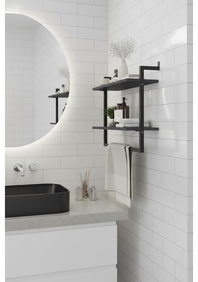 2'li Duvara Monte Banyo Rafları Antrasit Diğer