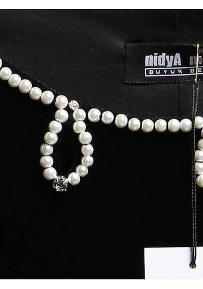 Nidya Moda Büyük Beden Kadife Abiye Elbise-4072S Siyah