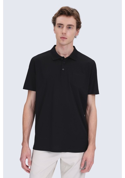 Hatemoğlu Siyah Regular Fit Polo Yaka 100% Pamuk Merserize Tişört