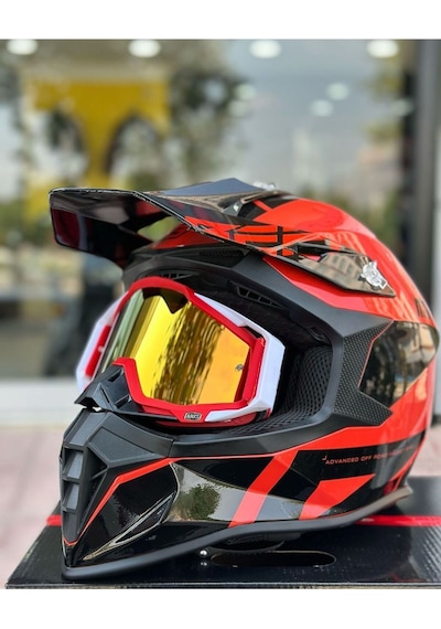 Motosiklet Motocross Gözlük Polikarbonat Lens Profesyonel Mx Atv Enduro Mtb Kross Gözlük Red-white