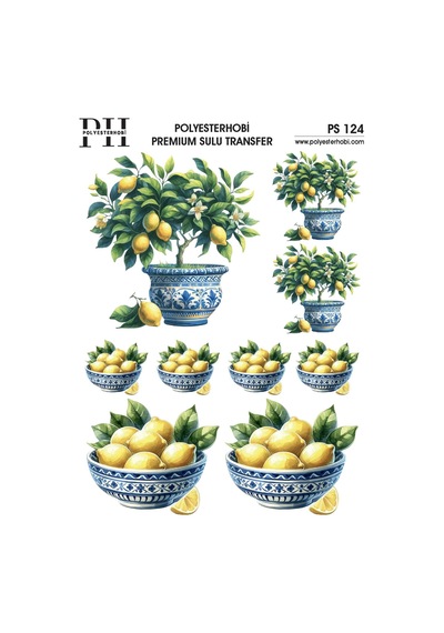 Polyesterhobi Premium Sulu Transfer 25x35 Cm Limon Desenli Ps 124
