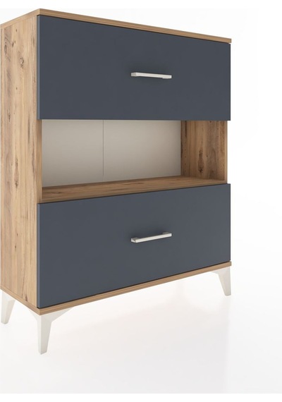 Arges Şifonyer Tek Raflı 2 Çekmeceli 88x30x106 Çam-antrasit Atlas Çam