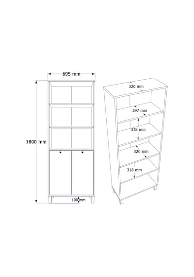 Nord Kitaplık Raf Ahşap Ayaklı 180cm Kapaklı Sepet-beyaz Nd13-sw Beyaz