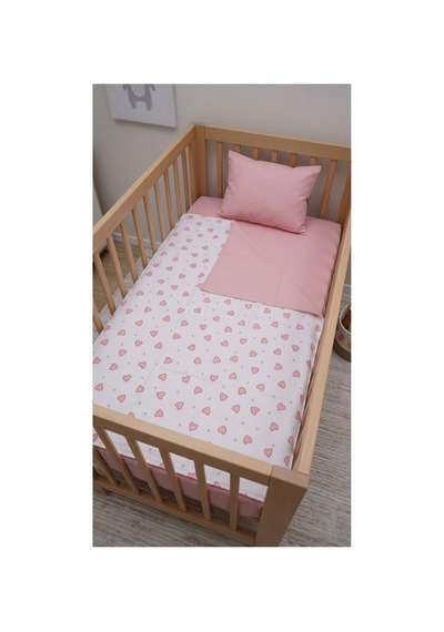 % 100 Pamuk Pembe Kalpli Bebek Nevresim Takımı - Bebek Uyku Seti