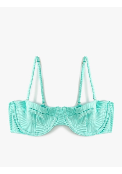 Koton Koton X Şahika Ercümen - Balenli Bikini Üstü Dokulu Turkuaz 4sak10236mm