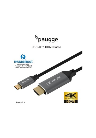 Paugge Usb C To Hdmı Kablo - 4k60hz, Hdr, Hdcp 2.3, Thunderbolt 5